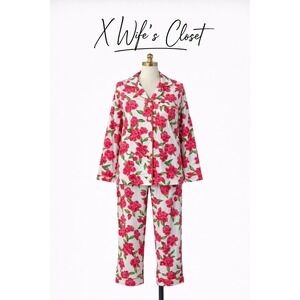 BedHead Pajamas Long Sleeve Set XL Pink Red Roses Floral Pants & Top